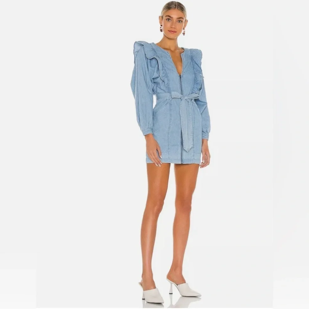 Free People Imogene Denim Mini Dress Size - Picture 4 of 13
